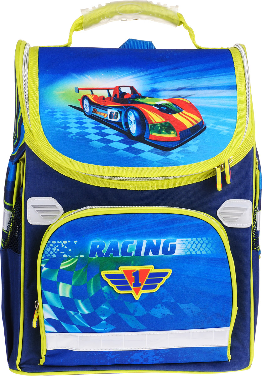 Hatber Ранец школьный Balance Racing CarNRk_13033 Hatber Ранец школьный Balance Racing CarNRk_13033Эргономичный школьный ранец Hatber Balance Racing Car предназначен для детей младшего школьного возраста. Изделие выполнено из полиэстера и дополнено светоотражающими элементами, обеспечивающими безопасность в темное время суток. Несмотря на свою легкость и компактность, ранец очень вместителен. Конструкция спинки оснащена эргономичными подушечками, противоскользящей сеточкой и системой вентиляции для предотвращения запотевания спины ребенка. S-образная форма лямок обеспечивает более плотную фиксацию ранца, предотвращая перенапряжение мышц спины. Дно выполнено из износостойкого водонепроницаемого материала и дополнено пластиковыми накладками-ножками, легко очищающимися от загрязнений. Ранец имеет одно основное отделение, закрывающееся сверху клапаном на застежку-молнию. Снаружи расположены 3 кармана (на лицевой стороне - накладной карман на молнии, по бокам - два кармана на застежке-липучке). Ранец оснащен удобной ручкой для переноски в руке.