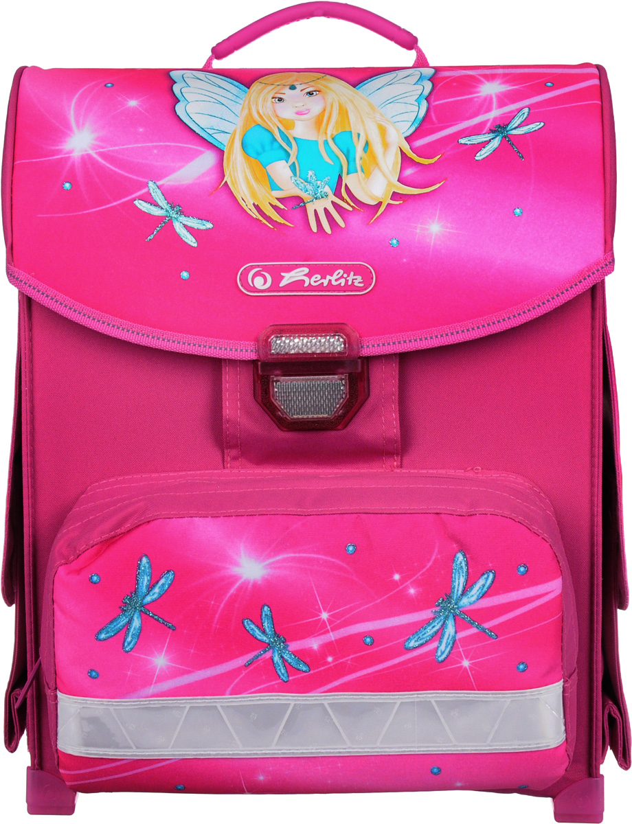Herlitz Ранец школьный Smart Fairy50007929 Herlitz Ранец школьный Smart Fairy50007929Ранец Herlitz Smart Fairy - это необходимый аксессуар для любого школьника. Ранец с жестким корпусом выполнен из прочного материала. Он состоит из одного вместительного отделения, внутри которого находится фиксатор для тетрадей и учебников. Ранец закрывается клапаном с пластиковой защелкой. На внутренней части клапана находится прозрачный пластиковый кармашек, в который можно поместить расписание занятий или визитную карточку с данными владельца. На внешней стороне ранца расположен накладной карман, закрывающийся на застежку-молнию. По бокам ранца расположены два накладных кармана, которые закрываются клапанами на липучках. На дне карманов имеются липучки, расстегнув которые, можно увеличить их объем. Ортопедическая спинка позволяет уменьшить нагрузку на спину. Ранец оснащен широкими мягкими лямками, регулируемыми по длине, которые равномерно распределяют нагрузку на плечевой пояс, и удобной ручкой для переноски в руке. Дно...