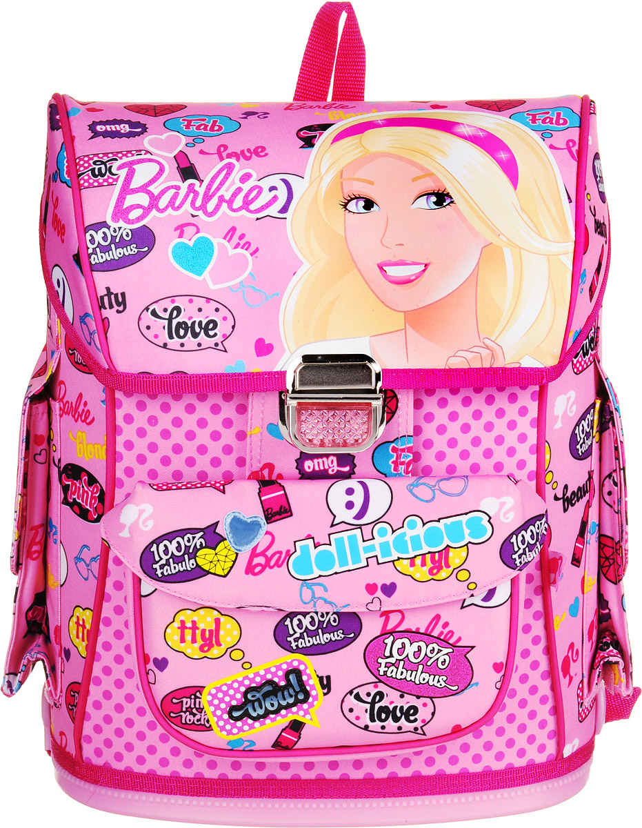Barbie Ранец школьный Barbie цвет светло-розовыйBRDLM-12T-568 Barbie Ранец школьный Barbie цвет светло-розовыйBRDLM-12T-568Школьный ранец Barbie отличается не только красочностью, но и практичностью. Модель изготовлена из полиэстера и оформлена изображением куклы Барби. Модель имеет одно основное отделение, которое закрывается на клапан с замком-защелкой. Внутри отделения имеются две мягкие перегородки для тетрадей или учебников и небольшой кармашек на застежке-молнии. С внутренней стороны клапана расположен прозрачный кармашек для расписания уроков. На лицевой стороне изделия имеется накладной карман под клапаном с липучкой. По бокам рюкзака расположены вместительные наружные карманы под клапанами на липучках. Модель каркасного типа сохраняет изначальную форму рюкзака неизменной при разной степени загруженности, что обеспечивает сохранность содержимого и способствует правильному распределению нагрузки. Спинка выполнена с использованием вставки из сверхлегкого пластикового полотна с воздушными каналами, что позволяет при низком весе обеспечить необходимую высокую прочность и...