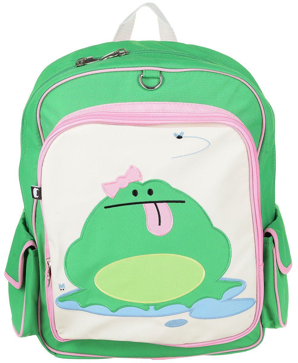 Рюкзак детский Beatrix Big Kid Katarina-Frog, цвет: розовый, молочный, зеленыйAP-7529-20 Рюкзак детский Beatrix Big Kid Katarina-Frog, цвет: розовый, молочный, зеленыйAP-7529-20Рюкзак Beatrix Katarina-Frog изготовлен из износоустойчивого нейлона ярких расцветок. Рюкзак оформлен вышитой аппликацией с изображением забавного животного. Рюкзак состоит из вместительного отделения, закрывающегося на застежку-молнию с двумя бегунками. Бегунки застежки дополнены металлическими держателями. На лицевой стороне рюкзака один большой накладной карманом на молнии. Внутри отделения находится дополнительный кармашек на застежке-молнии. На задней стенке рюкзака имеется нашивка, на которой можно указать данные владельца. По бокам рюкзака имеются два накладных кармашка, закрывающихся на клапан с липучкой. Мягкие широкие лямки позволяют легко и быстро отрегулировать рюкзак в соответствии с ростом. Спинка рюкзака и лямки прошиты для дополнительного комфорта при эксплуатации. Рюкзак оснащен удобной текстильной ручкой для переноски в руке. Достаточно вместительный для того, чтобы в них поместились учебники, ноутбук, школьный завтрак и остальной арсенал школьника....