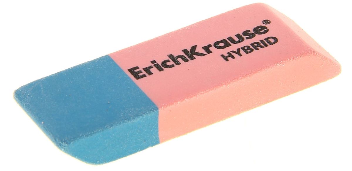 Erich Krause Ластик Hybrid1029974 Erich Krause Ластик Hybrid1029974Ластик комбинированный, сине-розового цвета. Розовая часть ластика предназначена для стирания карандашных линий, синяя-для стирания чернил, оставленных шариковыми ручками.