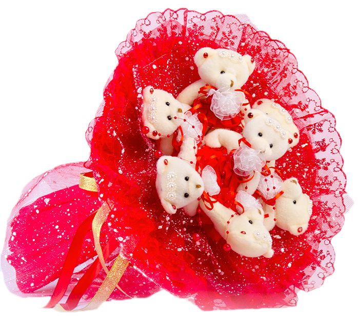 Букет из игрушек Toy Bouquet Медвежата Зефирки, цвет: красный, 7 игрушекBZ005-7-31 Букет из игрушек Toy Bouquet Медвежата Зефирки, цвет: красный, 7 игрушекBZ005-7-31Букет из 7 мягких плюшевых мишек, упакован в воздушную флористическую сетку красного цвета, декорирован нежным кружевом по краю букета и перевязан широкой атласной лентой с добавлением серебристой парчовой тесьмы. Букет из игрушек – это идеальный подарок, который подойдет к любому празднику, событию или торжеству.