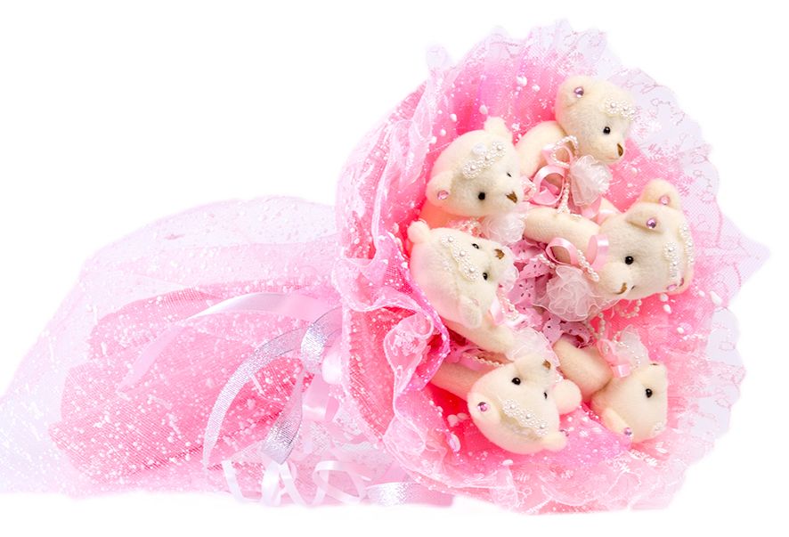 Букет из игрушек Toy Bouquet Медвежата Зефирки, цвет: розовый, 7 игрушекBZ005-7-41 Букет из игрушек Toy Bouquet Медвежата Зефирки, цвет: розовый, 7 игрушекBZ005-7-41Букет из 7 мягких плюшевых мишек, упакован в воздушную флористическую сетку розового цвета, декорирован нежным кружевом по краю букета и перевязан широкой атласной лентой с добавлением серебристой парчовой тесьмы. Букет из игрушек – это идеальный подарок, который подойдет к любому празднику, событию или торжеству.