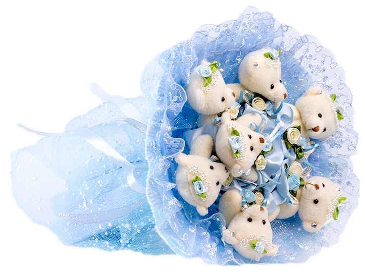 Букет из игрушек Toy Bouquet Медвежата Зефирки, цвет: голубой, 7 игрушекBZ005-7-51 Букет из игрушек Toy Bouquet Медвежата Зефирки, цвет: голубой, 7 игрушекBZ005-7-51Букет из 7 мягких плюшевых мишек, упакован в воздушную флористическую сетку голубого цвета, декорирован нежным кружевом по краю букета и перевязан широкой атласной лентой с добавлением серебристой парчовой тесьмы. Букет из игрушек – это идеальный подарок, который подойдет к любому празднику, событию или торжеству.