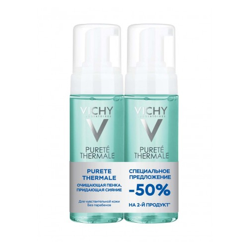 VICHY Набор Дуопак Purete Thermale Очищающая пенкаVRU03345 VICHY Набор Дуопак Purete Thermale Очищающая пенкаVRU03345Пенка для умывания увлажняющая улучшающая цвет лица Purete Thermal 150 мл х 2 шт. Бережно и мягко очищает кожу, снимает макияж. Поверхность кожи становится более гладкой и однородной, а цвет лица - свежим и сияющим. Скидка 50% на второй продукт