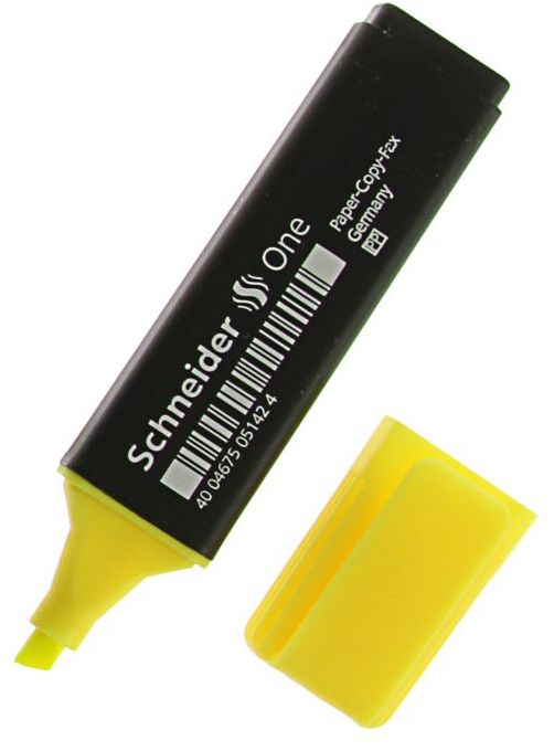 Schneider Маркер 151 цвет желтый1782227 Schneider Маркер 151 цвет желтый1782227Schneider ONE 5.0 — это текстовыделитель со скошенным наконечником. Маркер имеет яркие светоустойчивые чернила и предназначен для простой, ксероксной и факсовой бумаги. Ширина штриха — 1–5 мм.