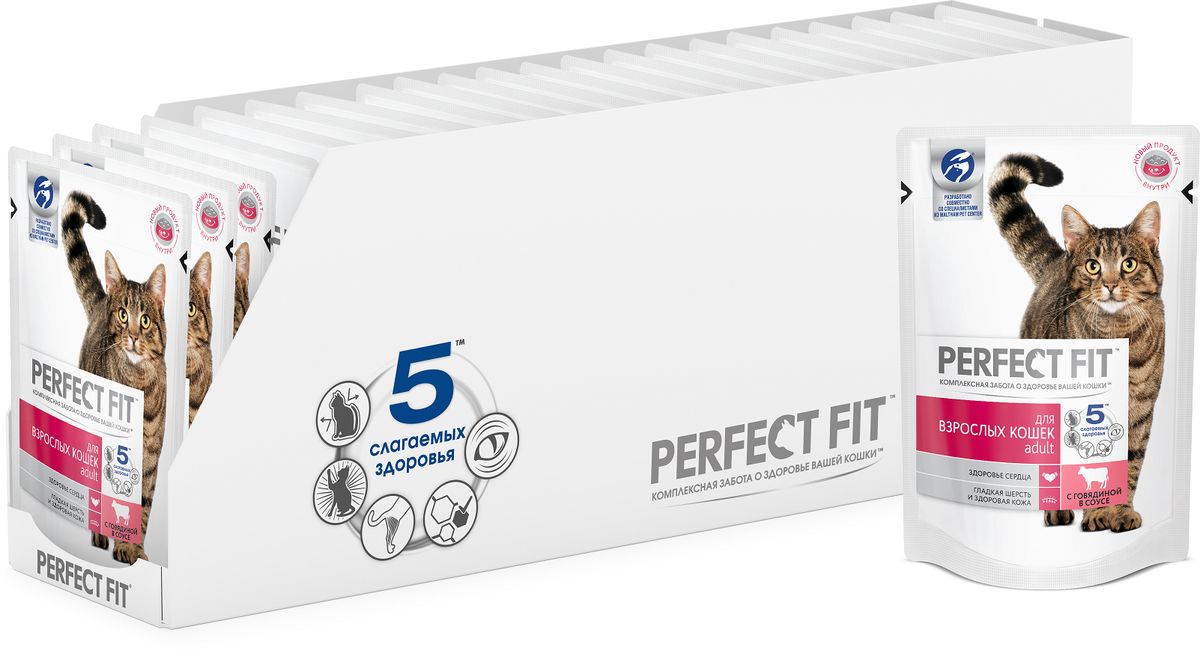 Консервы Perfect Fit для взрослых кошек, говядина в соусе, 85 г х 24 шт41406_говядина Консервы Perfect Fit для взрослых кошек, говядина в соусе, 85 г х 24 шт41406_говядинаКонсервы Perfect Fit - консервированный полнорационный корм для взрослых кошек с говядиной в соусе. Корм содержит таурин, незаменимую для кошек аминокислоту, помогающую поддерживать сердце здоровым. Корм также способствует поддержанию здоровья кожи и шерсти благодаря содержанию цинка и подсолнечного масла, натурального источника омега-6 жирных кислот. Корм имеет специальную формулу 5 слагаемых здоровья: - Поддержание иммунитета. Входящие в состав витамин Е и цинк способствуют поддержанию иммунитета кошки. - Жизненная сила. Корм обогащен витаминами группы В и железом для поддержания жизненной силы. - Крепкие мышцы. Комбинация белков, минералов и витаминов для поддержания крепких мышц. - Природная зоркость. Корм содержит витамин А и таурин, которые поддерживают остроту зрения кошки. - Витамины и минералы для поддержания долгой и здоровой жизни. Содержит витамины и минералы, необходимые для удовлетворения потребностей взрослых кошек. ...