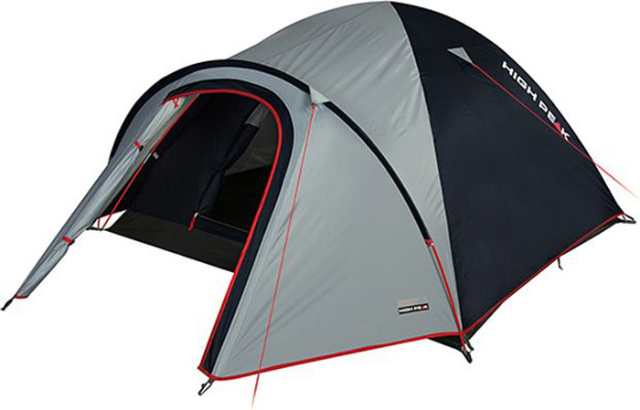 Палатка High Peak Nevada 4, цвет: светло-серый, темно-серый, 290 х 240 х 130 см. 1020610206 Палатка High Peak Nevada 4, цвет: светло-серый, темно-серый, 290 х 240 х 130 см. 1020610206Nevada 4 High Peak - просторная палатка для семейных путешествий с обширным тамбуром для хранения снаряжения. Отлично подойдет для походов с апреля по сентябрь. Палатка легко устанавливается за 4-5 минут. Сначала устанавливается внутренняя палатка из паропроницаемого материала. Если погода жаркая, и дождя не предвидится, то можно спать без внешнего тента. Размер внутренней палатки по периметру составляет 5 кв. м и позволяет с комфортом расположиться целой семье. Если надо защититься от ветра и дождя, накиньте внешний тент и проденьте третью дугу в рукав на тенте. Материал тента имеет полиуретановое покрытие и водонепроницаемость не менее 3000 мм водяного столба. Это позволяет защититься от сильного ветра и дождя. Все швы проклеены термоусадочной лентой, гарантировано не пропускающей влагу. При фиксации всех пяти оттяжек палатка имеет высокую ветроустойчивость. В комплекте идет пять сверхпрочных стальных 5мм колышка, которые не согнуться на твердой поверхности при установки палатки....