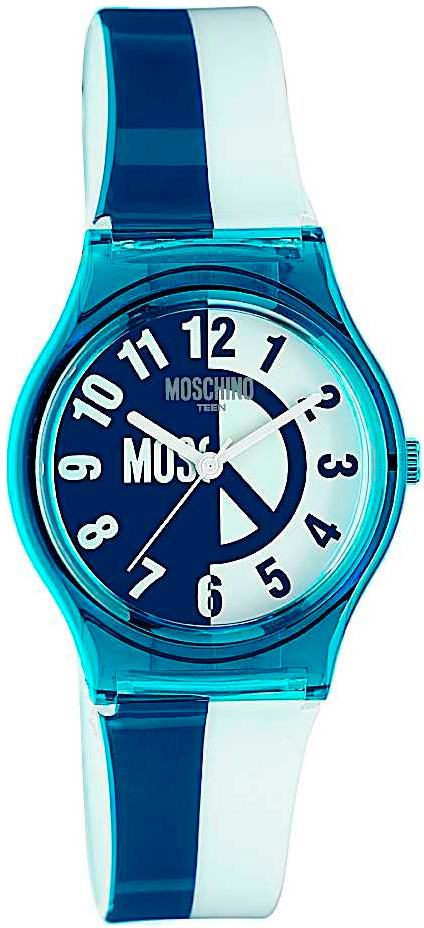 Наручные часы для девочки Moschino, цвет: белый, синий. MW0313MW0313 Наручные часы для девочки Moschino, цвет: белый, синий. MW0313MW0313Наручные часы Moschino, кварцевые, корпус из пластика