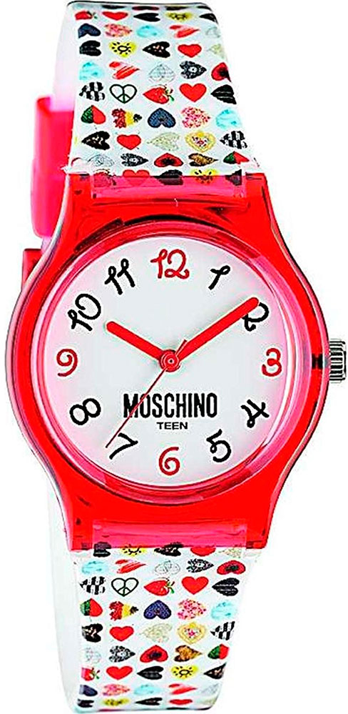 Наручные часы для девочки Moschino Teen, цвет: красный. MW0320MW0320 Наручные часы для девочки Moschino Teen, цвет: красный. MW0320MW0320Наручные часы Moschino, кварцевые, корпус из пластика