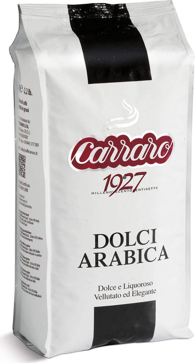 Carraro Dolci Arabica кофе в зернах, 1 кг8000604001368 Carraro Dolci Arabica кофе в зернах, 1 кг8000604001368Кофе Карраро Долче Арабика - натуральный жареный высший сорт, в зернах. Средняя обжарка. Арабика - 100%