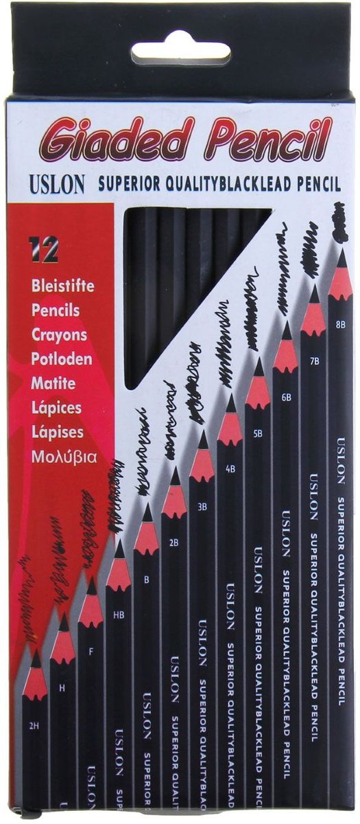 Giaded Pencil USLON Набор карандашей чернографитных 12 шт539167 Giaded Pencil USLON Набор карандашей чернографитных 12 шт539167Простые чернографитные карандаши – основа любого начинания. Что бы вы ни делали – рисунки, наброски, пометки – карандаш здесь становится незаменимым инструментом. Очень важно чтобы грифель был качественный, не оставлял неряшливых и неопрятных следов, не пачкал руки и не ломался. Набор карандашей чернографитных 2Н-8В Gladed Pencil, 12шт. – прекрасное сочетание выгодной цены и высочайшего качества. Прочный графитовый стержень не ломается и не крошится, а деревянный корпус легко затачивается.