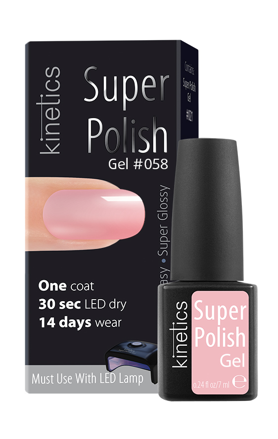 Kinetics Однофазный гель-лак Super Polish, 7 мл, тон 058KGSP058 Kinetics Однофазный гель-лак Super Polish, 7 мл, тон 058KGSP058Однофазный гель-лак работает быстрее, чем любой лак или гель-лак. Вся процедура нанесения с сушкой - около 10 мин. Не требует базового и верхнего покрытия. Наносится как обычный лак для ногтей - в один простой шаг. Полимеризуется 30 секунд в LED-лампе или 2 минуты в UV-лампе. Ногти выглядят натурально и без лишнего объема. Экономит время и бюджет. Достаточно 10 минут для создания маникюра с Super Polish стойкостью до 14 дней! Идеальное снятие, не повреждает ногти.