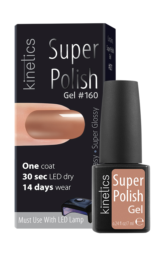Kinetics Однофазный гель-лак Super Polish, 7 мл, тон 160KGSP160 Kinetics Однофазный гель-лак Super Polish, 7 мл, тон 160KGSP160Однофазный гель-лак работает быстрее, чем любой лак или гель-лак. Вся процедура нанесения с сушкой - около 10 мин. Не требует базового и верхнего покрытия. Наносится как обычный лак для ногтей - в один простой шаг. Полимеризуется 30 секунд в LED-лампе или 2 минуты в UV-лампе. Ногти выглядят натурально и без лишнего объема. Экономит время и бюджет. Достаточно 10 минут для создания маникюра с Super Polish стойкостью до 14 дней! Идеальное снятие, не повреждает ногти.