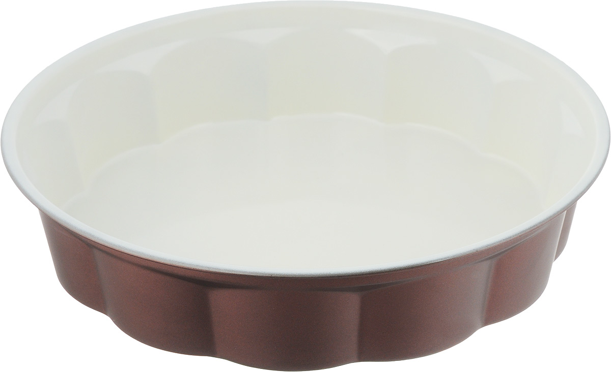 Форма для выпечки Termico EcoCeramo, круглая, с керамическим покрытием, диаметр 27,5 см220414 Форма для выпечки Termico EcoCeramo, круглая, с керамическим покрытием, диаметр 27,5 см220414Покрытие изготовлено на основе керамических частиц без использования тяжелых металлов. Посуда с керамическим покрытием легко моется, устойчива к возникновению царапин, покрытие хорошо скользит. Керамическое покрытие не вступает в реакцию с щелочами и пищевыми кислотами, выдерживает высокие температуры, обладает хорошими антипригарными свойствами.