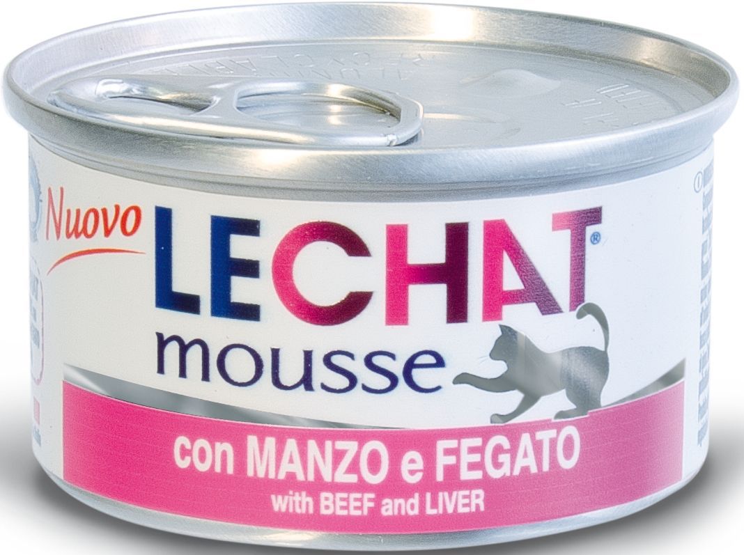 Консервы Monge Lechat mousse, для кошек, мусс говядина и печень, 85 г70000895 Консервы Monge Lechat mousse, для кошек, мусс говядина и печень, 85 г70000895Lechat консервы для кошек говядина/печень 85 г Мусс с говядиной и печенью LeChat - это полнорационный корм для кошек. Также подходит для кормления котят. В состав входят все необходимые витамины и минеральные вещества для поддержания здоровья и активности кошки. Эксклюзивный способ приготовления - варка на пару - позволяет достичь нежной, мягкой и при этом густой консистенции продукта. Не содержит красителей, консервантов и сахара. Рекомендации по кормлению: для кошек среднего размера норма составляет 85г продукта на каждое кормление (4-5 раз в день). Подавать корм комнатной температуры. Убедитесь, что у кошки есть доступ к свежей чистой воде. Хранить при комнатной температуре, после вскрытия-в холодильнике.Сырой белок 9%, сырой жир 6,3%, сырая клетчатка 0,5%, сырая зола 2%, влажность 78%. витамины и добавки на 1 кг: витамин А 2500МЕ, витамин D3 250 МЕ, витамин Е 10 мг, таурин 1200мг.Свежее мясо 76% (говядина – 54%, печень – 10%), злаки, минеральные...