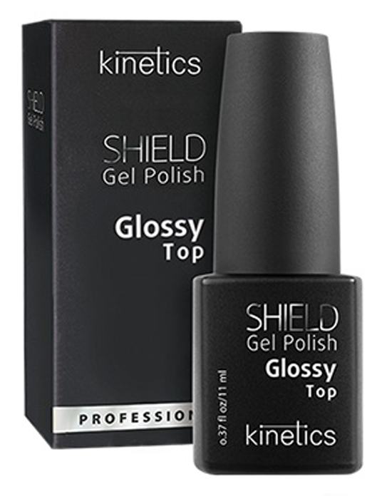 Kinetics Глянцевое верхнее покрытие для гель-лака Shield Glossy Top Coat, 11 млKGPTS Kinetics Глянцевое верхнее покрытие для гель-лака Shield Glossy Top Coat, 11 млKGPTSНовое верхнее глянцевое покрытие Shield Glossy Top обеспечивает превосходный блеск и усиливает цвет, придавая ногтям яркий и сверкающий вид. Shield Glossy Top самовыравнивается и облегчает завершающий процесс: достаточно всего нескольких движений кисти для идеального глянцевого и сверхустойчивого покрытия!