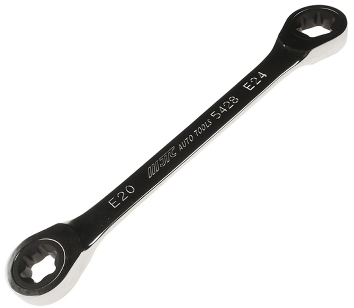JTC Ключ накидной трещоточный TORX E20xE24. JTC-5428JTC-5428 JTC Ключ накидной трещоточный TORX E20xE24. JTC-5428JTC-542872 зуба. Инструмент изготовлен из хромованадиевой стали, обладает повышенной прочностью. Зеркальная полировка. Размер: Е20 х Е24. Длина: 230 мм.