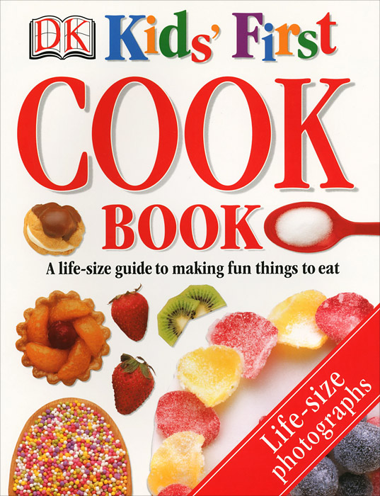 Kids First Cook Book12296407 Kids First Cook Book12296407This is a life-size guide to making fun things to eat. Kids First Cook Book shows you step-by-step how to make and bake all sorts of delicious things to eat. The easy-to-follow recipes show you the ingredients you need, what to do with them and what the finished food should look like - life size! There are lots of great ideas too for creating fun and colourful decorations. A useful introduction includes the points to look for in each recipe and an important list of cooks rules to read before you start. A great simple first cook book to get you started in the kitchen.