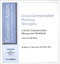Crisis Communication Planning Strategies : A Crisis Communication Management Workbook12296407 Crisis Communication Planning Strategies : A Crisis Communication Management Workbook12296407Mr. Lukaszewski takes you step-by-step through the crucial process of data collection, analysis, and plan development using specially designed forms and worksheets. Follow plan development steps using the invaluable model forms, scenarios, and flowcharts to create your own corporate or division crisis communication response plan. Chapter topics include: realities of crisis communications planning; communication plan development and budgeting; plan development process; model communication management policy; threat identification; scenario development; message development; model plan outlines; crucial contact lists; response procedure reminders; and lessons learned/incident recap analyses. Published in cooperation with the Public Relations Societyof America.