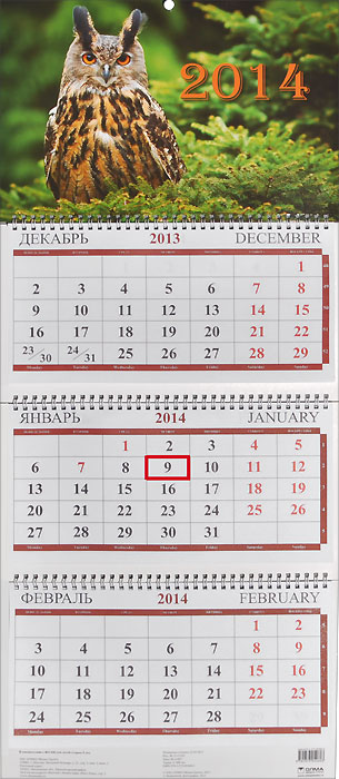 Календарь 2014 (на спирали). Сова