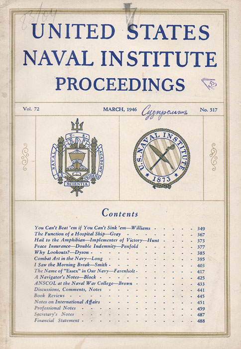 Журнал "United States Naval Institute Proceedings" . № 517, март 1946 г.
