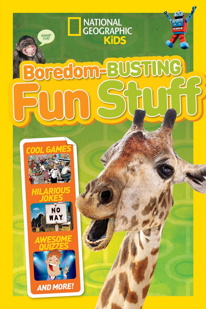 BOREDOM-BUSTING FUN STUFF12296407 BOREDOM-BUSTING FUN STUFF12296407With this super huge, super fun, write-in activity book, kids will never be bored again! Weve compiled our funniest jokes, most mind-boggling and outrageous puzzles, mazes, games, and quizzes into one giant entertaining volume. Full of eye-catching photographs and hours of learning adventures, theyll be laughing and exploring for hours.