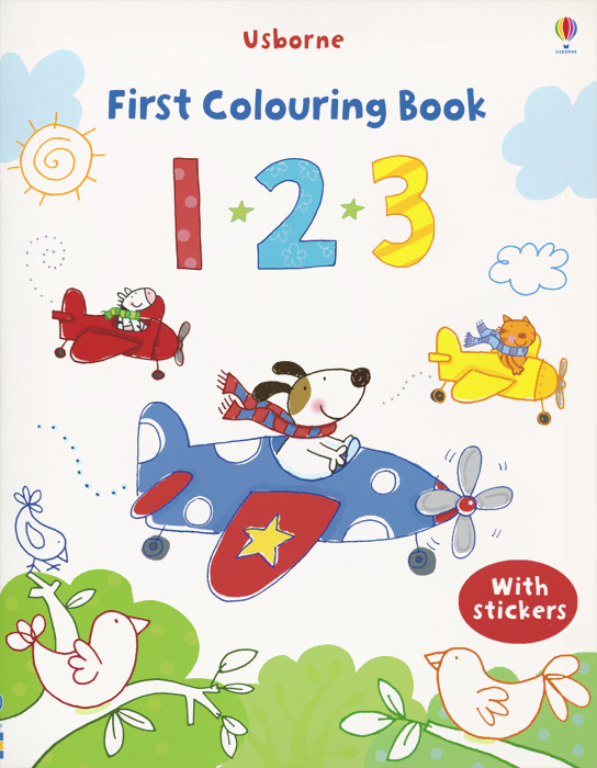 Usborne: First Colouring Book 1 2 3 (+наклейки)
