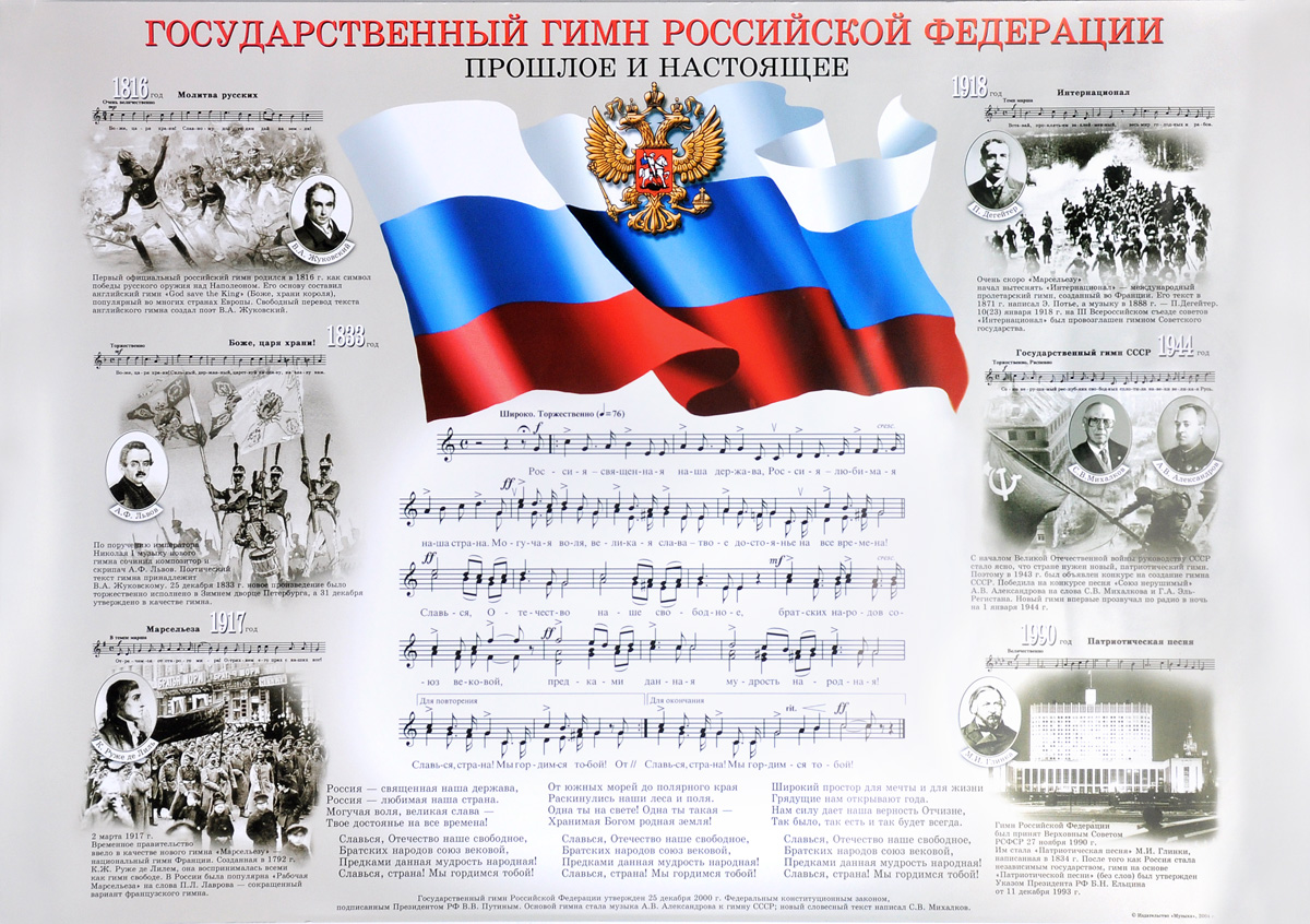 Государственный гимн Российской Федерации. Прошлое и настоящее. Плакат