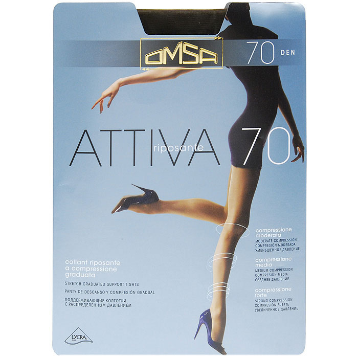 Колготки классические Attiva 70Attiva 70 Camoscio Колготки классические Attiva 70Attiva 70 CamoscioПлотность: 70 ден. Поддерживающие колготки с распределенным давлением, с штанишками. Уплотненный носок и ластовица. Omsa - одна из наиболее важных компаний, производящих трикотаж, которая так близка любой женщине. А устойчивым положением компания обязана своей философии, которая была и остается для нее актуальной. Высокое качество нити, элегантность, внимание к шарму и моде позволяет держаться компании на вершине популярности у женщин всего мира. Внимание к нуждам женщины и постоянная забота о качестве сделали Omsa самой значительной компанией Европы. Благодаря усовершенствованиям в производственной сфере вся продукция Omsa может гордиться своим превосходным качеством.