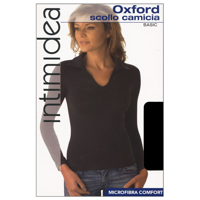 ФутболкаIN-T-Shirt Oxford Nero ФутболкаIN-T-Shirt Oxford NeroЖенская футболка Oxford с длинным рукавом и с воротником-поло выполнена из микрофибры, она очень мягкая на ощупь, не раздражает даже самую нежную и чувствительную кожу. Футболка очень удобна в использовании, ее можно носить как с брюками, так и с юбкой. Отличный вариант для повседневного использования!
