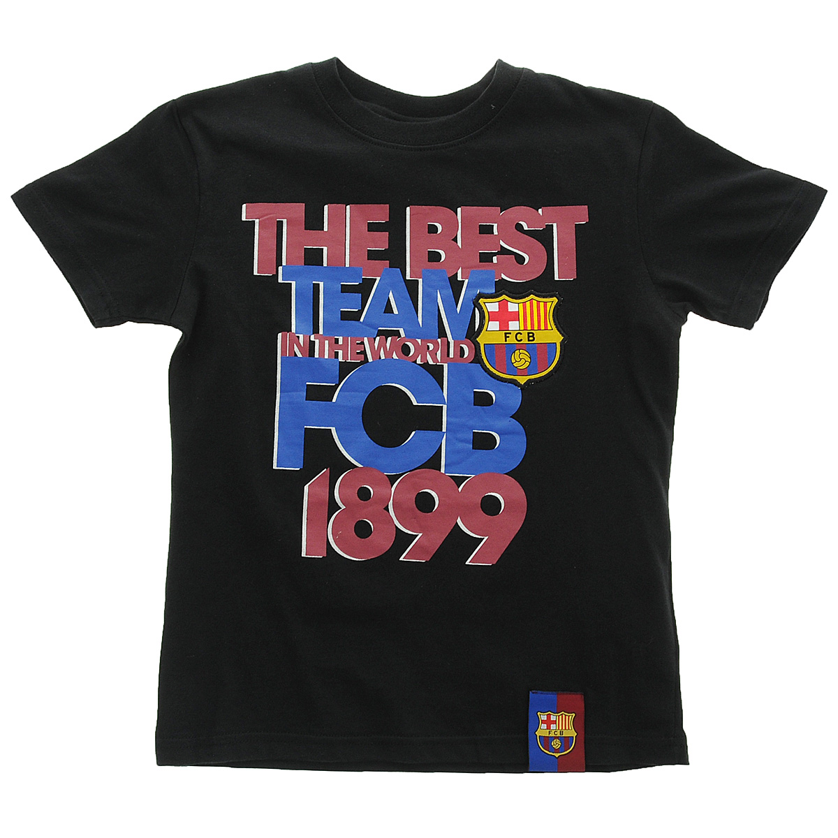 Футболка детская FC Barcelona - The Best Team (130130)130130 Футболка детская FC Barcelona - The Best Team (130130)130130Детская футболка классического кроя с короткими рукавами и круглым вырезом горловины на груди оформлена оригинальным принтом в виде надписи The Best Team in The World FCB 1899 и шевроном в виде логотипа футбольного клуба Barcelona. Изготовлена из натурального хлопка, необычайно мягкого и приятного на ощупь, не сковывает движения и позволяет коже дышать. Не раздражает даже самую нежную и чувствительную кожу, обеспечивая наибольший комфорт. Идеальный вариант для повседневной носки!