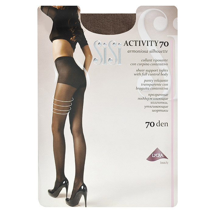 Колготки женские Activity 70Activity 70_Daino Колготки женские Activity 70Activity 70_DainoПрозрачные поддерживающие колготки Sisi Activity 70 с плотными утягивающими шортиками. Гигиеническая ластовица, удобные швы, невидимый носок.