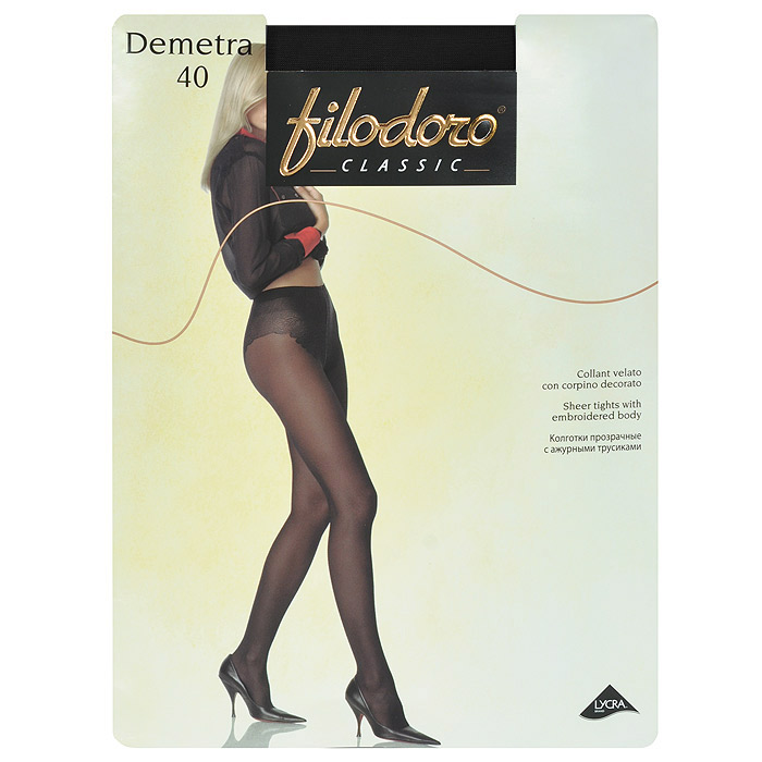 Колготки женские Demetra 40Demetra 40_Glace Колготки женские Demetra 40Demetra 40_GlaceТонкие матовые колготки Filodoro Demetra 40, с высокими ажурными трусиками, гигиеничной ластовицей, удобным швом и невидимым мыском.