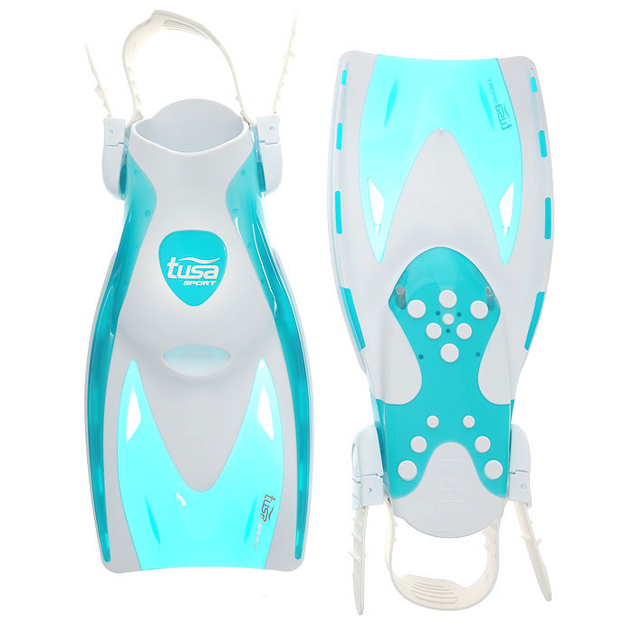 Ласты Tusa Sport с открытой пяткой. UF-21UF-21_GR Ласты Tusa Sport с открытой пяткой. UF-21UF-21_GRЛасты Tusa Sport усовершенствованного дизайна имеют укороченную лопасть Мульти-флекс с технологией гидродинамических каналов для максимальной эффективности гребка и удобную калошу из мягкого, но прочного материала. Открытая пятка позволяет легко и быстро подгонять ласты по размеру, а прочный силиконовый ремешок обеспечивает комфорт. Эта модель ласт, несмотря на компактный размер, обеспечивает большую мощность гребка. Ласты имеют небольшой вес и идеально подходят для путешествий. Ласты используются с неопреновыми ботами (боты в комплект не входят).