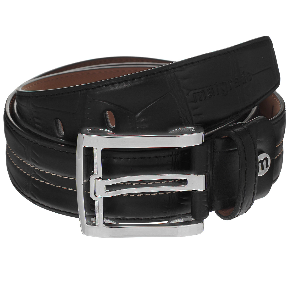 РеменьJTZ2152 Black РеменьJTZ2152 BlackСтильный мужской ремень станет удачным дополнением для тех, кто ценит качество и креатив. Ремень выполнен из натуральной гладкой кожи с декоративным тиснением и контрастной отстрочкой. Изделие застегивается на металлическую пряжку с зеркальной полировкой. Ремень - очень важная часть гардероба и к его выбору стоит относиться очень серьезно. Такой ремень дополнит ваш образ, стиль и статус.