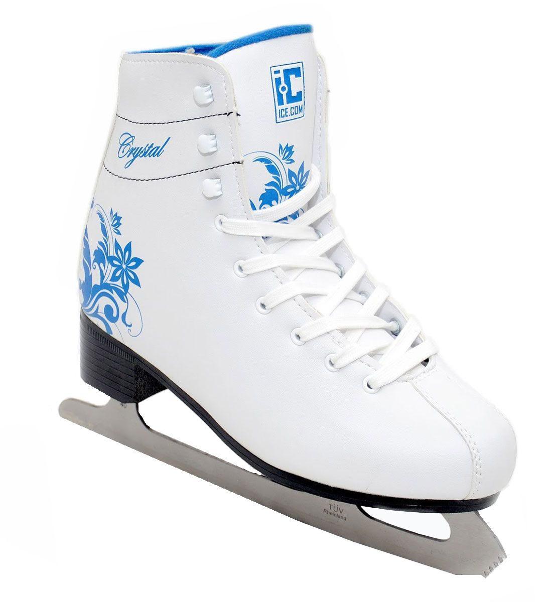 Ice.Com Crystal 2014-2015Ice.Com Crystal 2014-2015 White-Blue Ice.Com Crystal 2014-2015Ice.Com Crystal 2014-2015 White-BlueВысокий классический ботинок идеально подойдет для начинающих. Конструкция ботинка разработана специально с учетом того что нога при катании должна находиться в полусогнутом состоянии и голень имеет небольшой наклон вперед. Верх ботинка выполнен из морозостойкой искусственной кожи, подошва - морозостойкий ПВХ. Стальное никелированное высокопрочное лезвие, сертифицировано TUV. Для того, чтобы Вам максимально точно подобрать размер коньков, узнайте длину стопы с точностью до миллиметра. Для этого поставьте босую ногу на лист бумаги А4 и отметьте на бумаге самые крайние точки Вашей стопы (пятка и носок). Затем измерьте обычной линейкой расстояние (до миллиметра) между этими отметками на бумаге. Не забудьте учесть 2-3 мм запаса под носок.