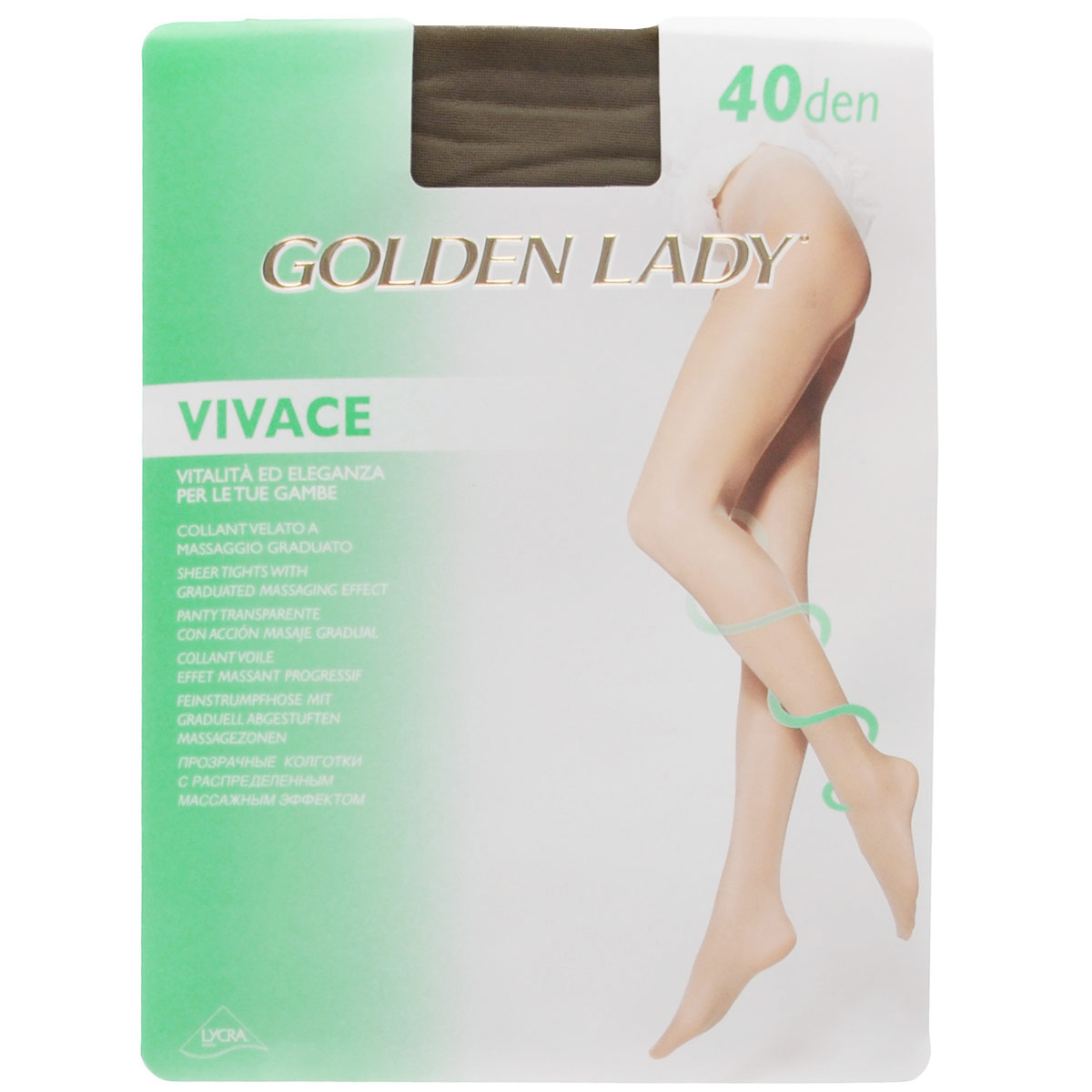 Колготки женские Vivace 40. 40HHH40HHH Колготки женские Vivace 40. 40HHH40HHHПрозрачные колготки Golden Lady Vivace с распределенным массажным эффектом дополнены мягким комфортным поясом, удобными швами, гигиеничной ластовицей и невидимым носком. Плотность: 40 den.