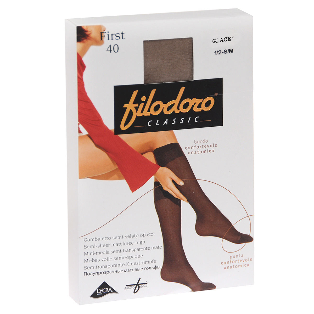 ГольфыC110309FC ГольфыC110309FCТонкие матовые эластичные гольфы Filodoro Classic First, с комфортной резинкой дифференцированной конструкции, укрепленным мыском. Плотность: 40 den.