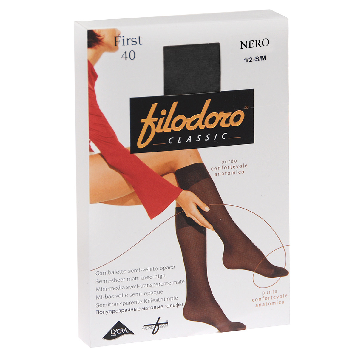 ГольфыC110309FC ГольфыC110309FCТонкие матовые эластичные гольфы Filodoro Classic First, с комфортной резинкой дифференцированной конструкции, укрепленным мыском. Плотность: 40 den.