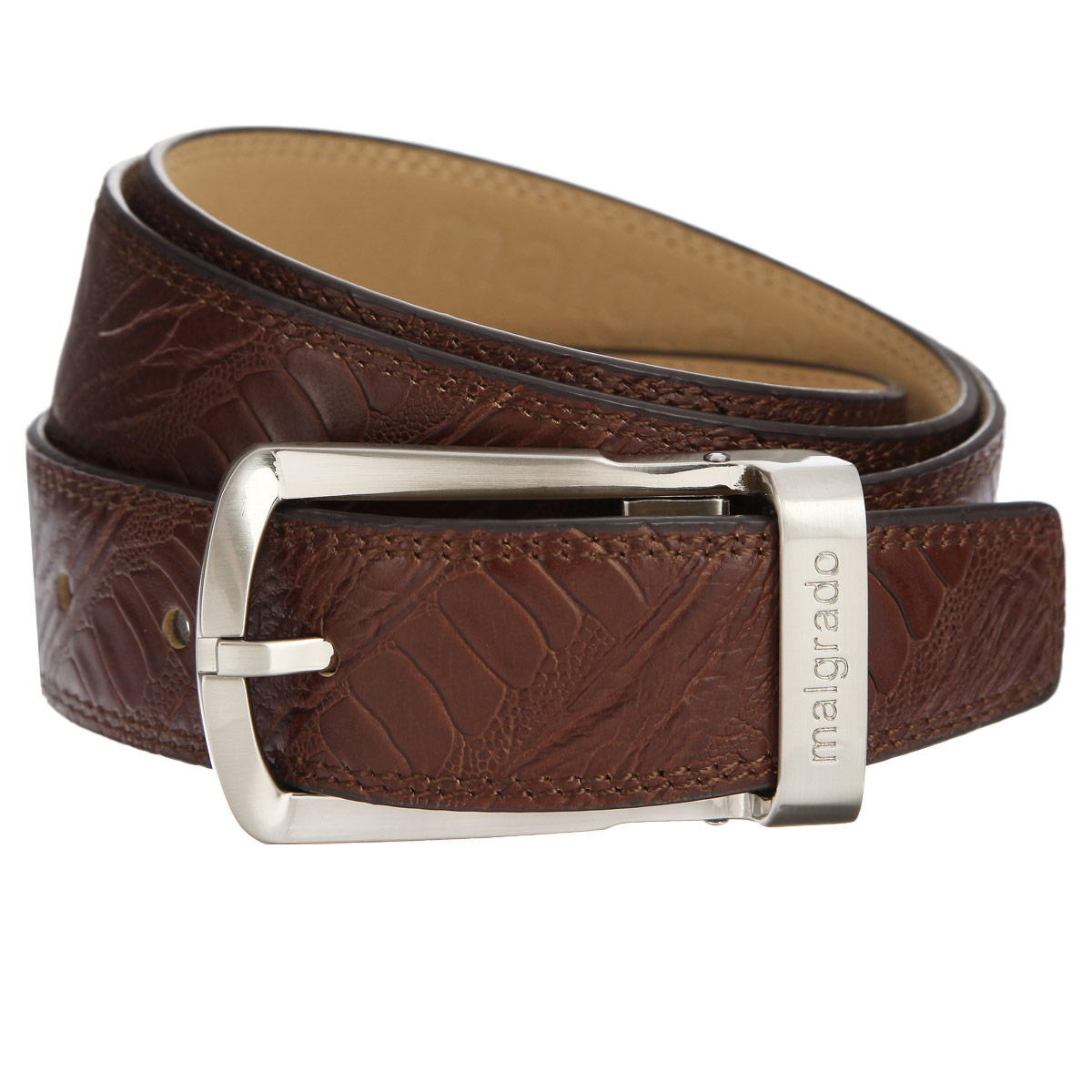 РеменьPGW330 Brown РеменьPGW330 BrownЭффектный и оригинальный мужской ремень Malgrado станет великолепным дополнением к любому образу. Широкий ремень изготовлен из натуральной кожи и оформлен тиснением под рептилию. Массивная металлическая пряжка позволит легко и быстро отрегулировать длину ремня. Вы легко сможете уменьшить ремень до нужно длины благодаря съемной пряжке и размерной линейке, расположенной на обратной стороне изделия. Классический ремень превосходно сочетается с любыми нарядами. Ремень упакован в фирменную коробку с логотипом производителя. Этот стильный аксессуар прекрасно дополнит ваш образ и позволит вам подчеркнуть свой вкус и индивидуальность. Уважаемые клиенты! Обращаем ваше внимание на тот факт, что размер ремня, доступный для заказа, является его длиной.