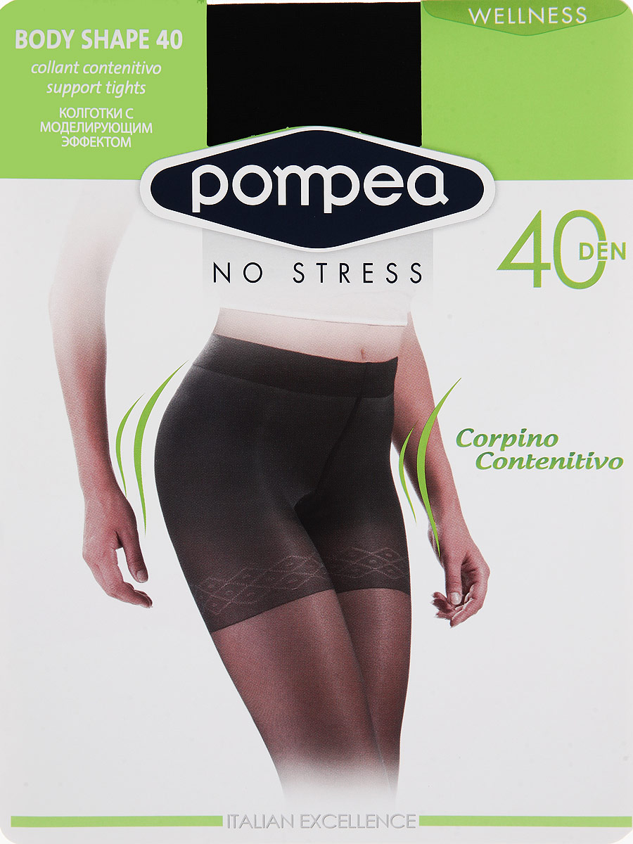 Колготки женские Pompea Wellness Body Share 40. 764005764005 Nero Колготки женские Pompea Wellness Body Share 40. 764005764005 NeroМатовые эластичные колготки Pompea Wellness Body Share с двойным кручением нити, утягивающими и корректирующими фигуру трусиками (150 den), плоским швом, хлопчатобумажной ластовицей и укрепленным мыском. Плотность: 40 den.