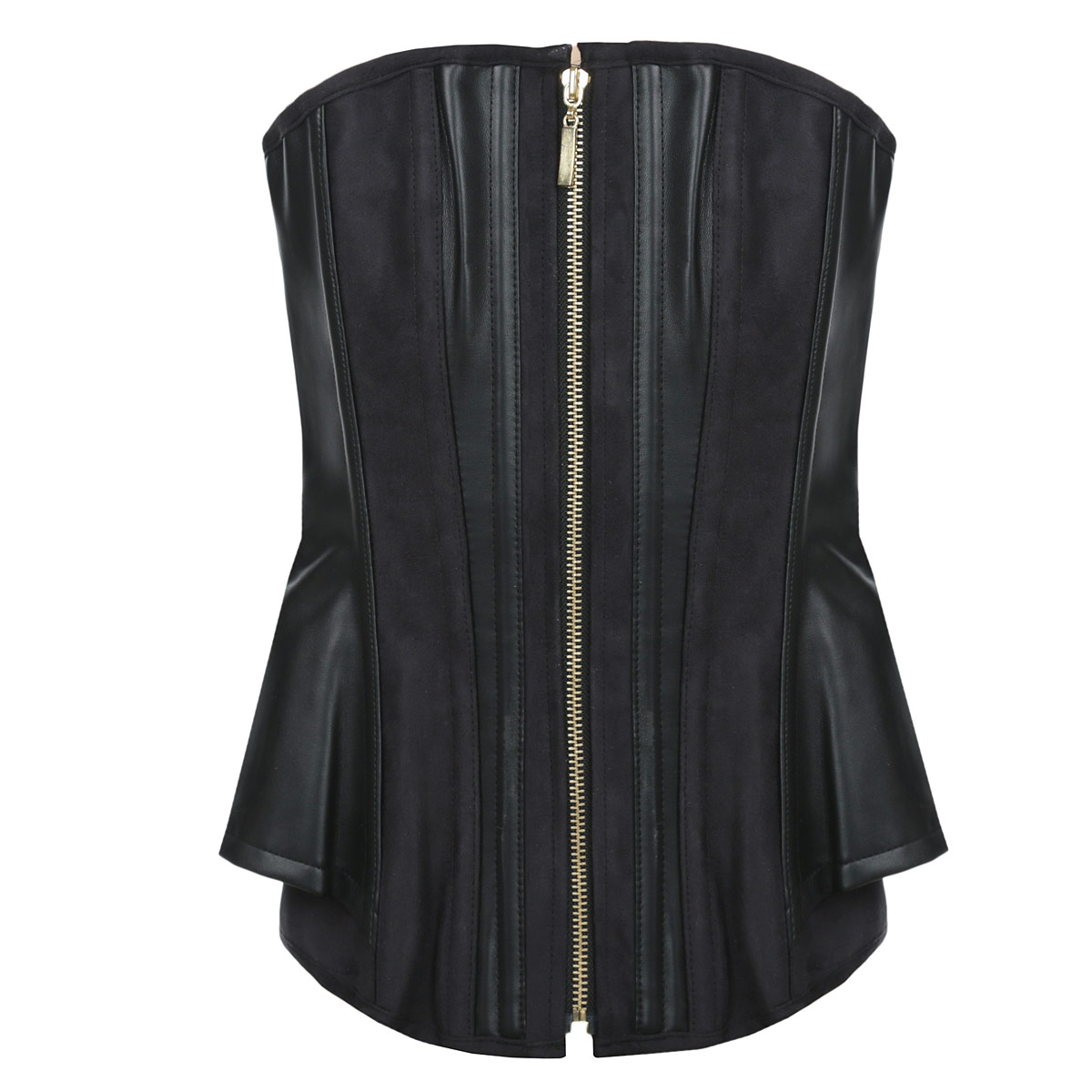 Корсет женский Suede and Leather. C005-BLKC005-BLK Корсет женский Suede and Leather. C005-BLKC005-BLKКорсет Suede and Leather, выполненный из искусственной кожи и замши, из коллекции Corsets by Baci Collection от всемирно известного бренда эротического белья Baci Lingerie поможет создать образ прекрасной и властной Госпожи в спальне и образ успешной и уверенной в себе женщины в повседневной жизни. Благодаря металлической молнии спереди, шнуровке сзади и мини баски сбоку, корсет придает чувственную форму и ощущение интриги. Изделие может стать дополнением праздничного и торжественного гардероба. Красиво облегает фигуру, не мнется, не садится и не растягивается.