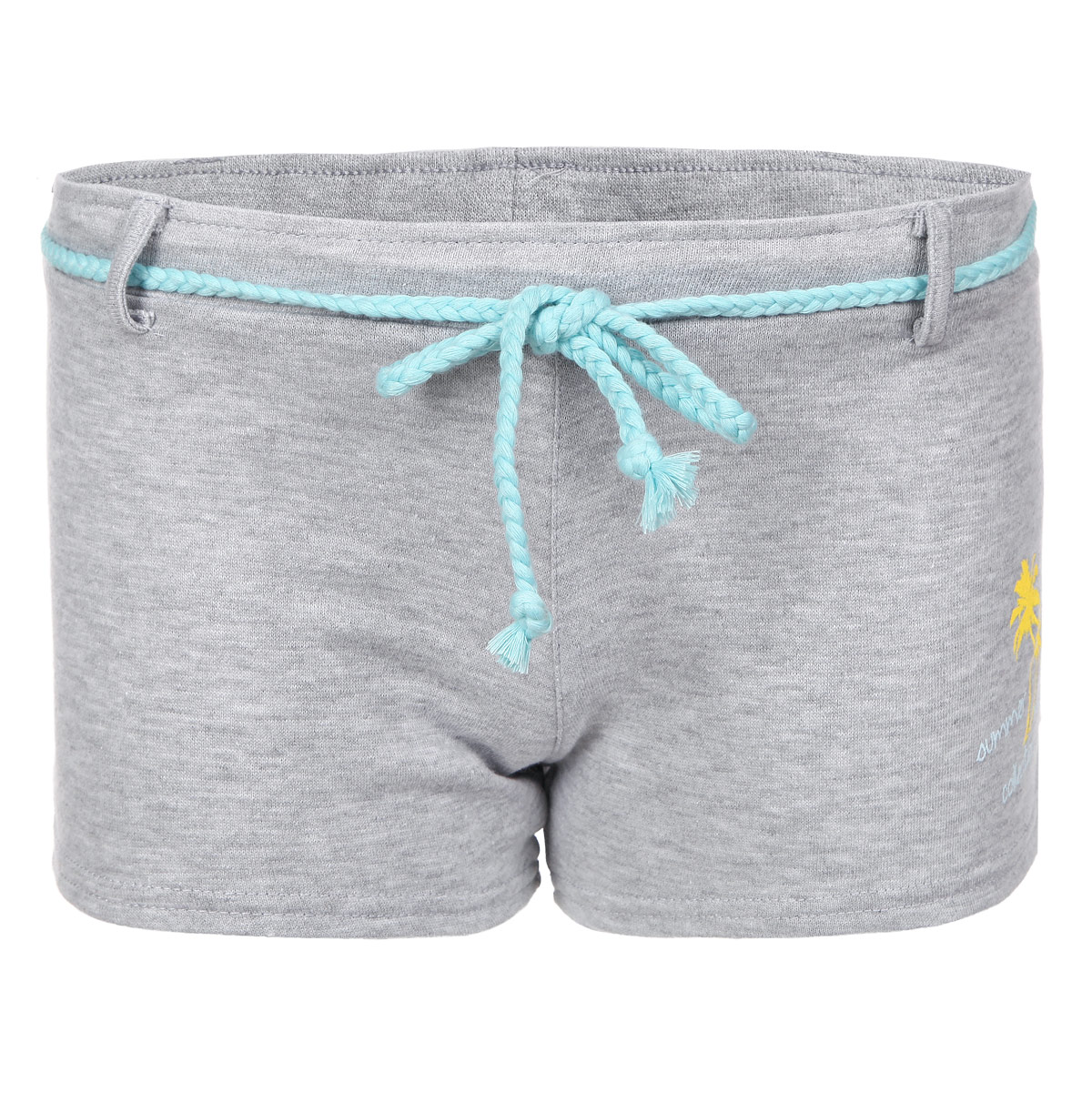 ШортыL-SH-1711 GREY MELANGE ШортыL-SH-1711 GREY MELANGEЛетние шорты Moodo выполнены из полиэстера с добавлением хлопка, они великолепно тянутся, пропускают воздух и обладают высокой гигроскопичностью. Модель на широкой эластичной резинке дополнена шлевками для ремня и текстильным тонким пояском-косичкой контрастного цвета. Сзади - накладной кармашек. Шорты декорированы небольшим принтом с изображением пальм и надписью Summer Moodo Collection. Стильные шорты - незаменимая вещь в летнем гардеробе каждой девушки.