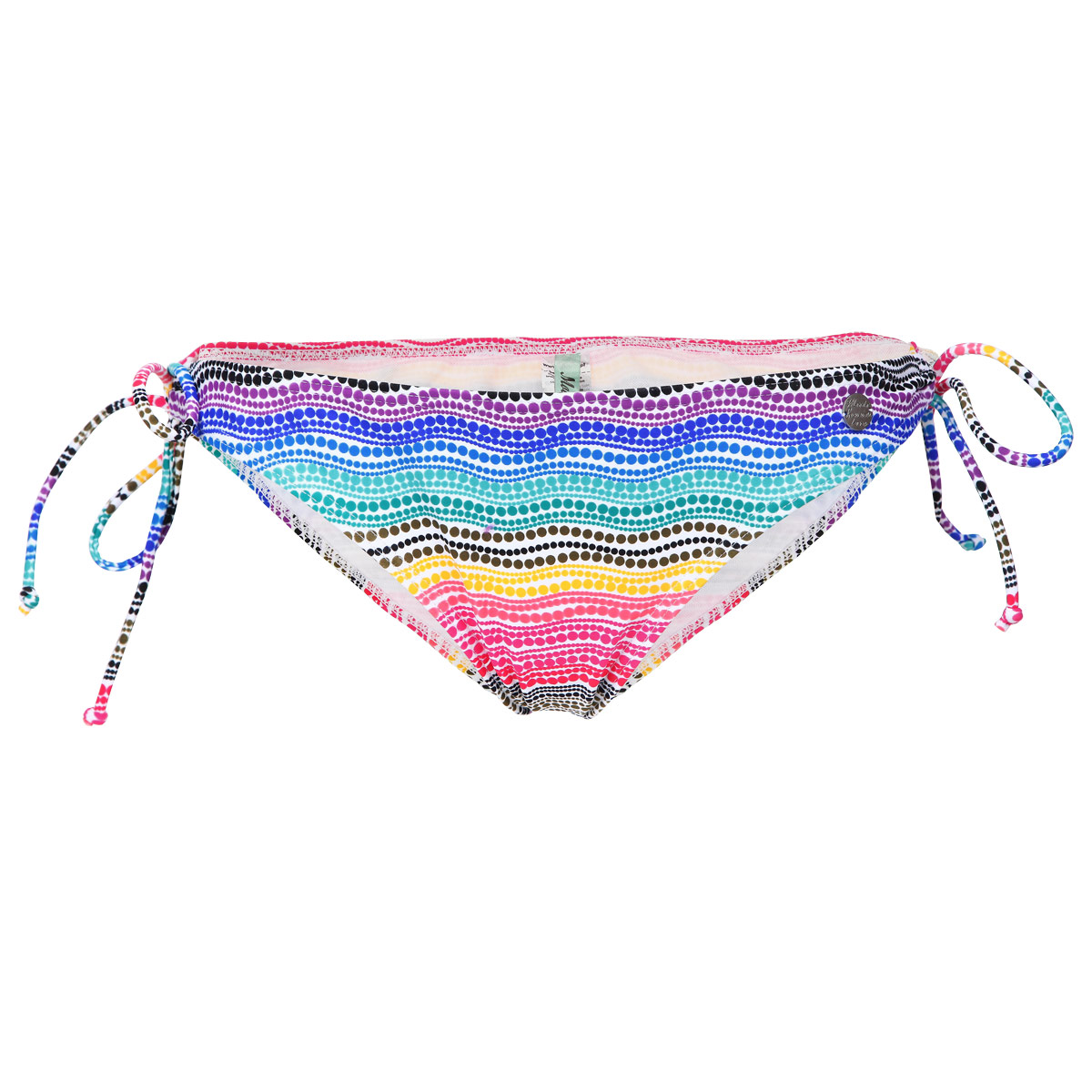 Купальные трусы женские. L-SM-1707 MULTICOLORL-SM-1707 MULTICOLOR Купальные трусы женские. L-SM-1707 MULTICOLORL-SM-1707 MULTICOLORЯркие купальные трусики-бикини Moodo выполнены из эластичного материала - нейлона с небольшим добавлением эластана и оформлены принтом с разноцветными точками и круглой металлической нашивкой с гравировкой. Модель создана специально для самых стильных девушек. Трусики с низкой посадкой и завязками на бедрах помогут выглядеть изысканно и элегантно на пляже или в бассейне. Красочная расцветка и классический дизайн позволяют комбинировать эти трусики с лифами различных фасонов и цветов.