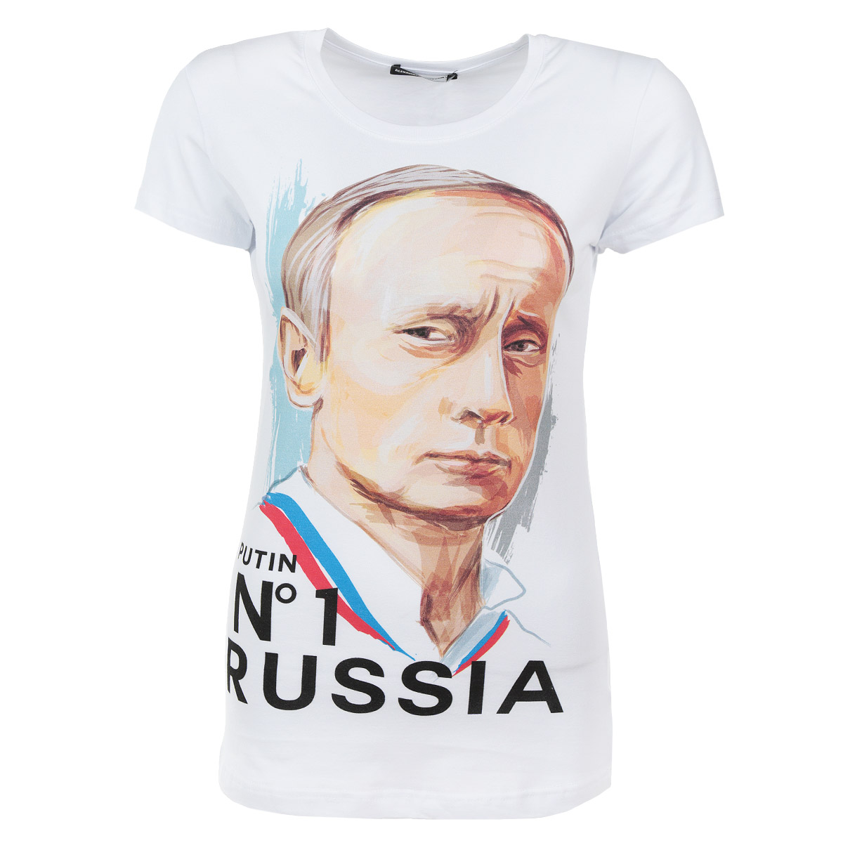 ФутболкаPutin №1 Russia ФутболкаPutin №1 RussiaСтильная женская футболка Alexander Konasov, выполненная из высококачественного мягкого хлопка с небольшим добавлением лайкры, обладает высокой теплопроводностью, воздухопроницаемостью и гигроскопичностью, позволяет коже дышать. Модель с короткими рукавами и круглым вырезом горловины оформлена принтом с изображением Путина и надписью Punin №1 Russia. Эта футболка - идеальный вариант для создания эффектного образа. Все изделия бренда Alexander Konasov кроятся только по лекалам из высококачественной ткани, идеально сидят на фигуре, после стирки не деформируются.