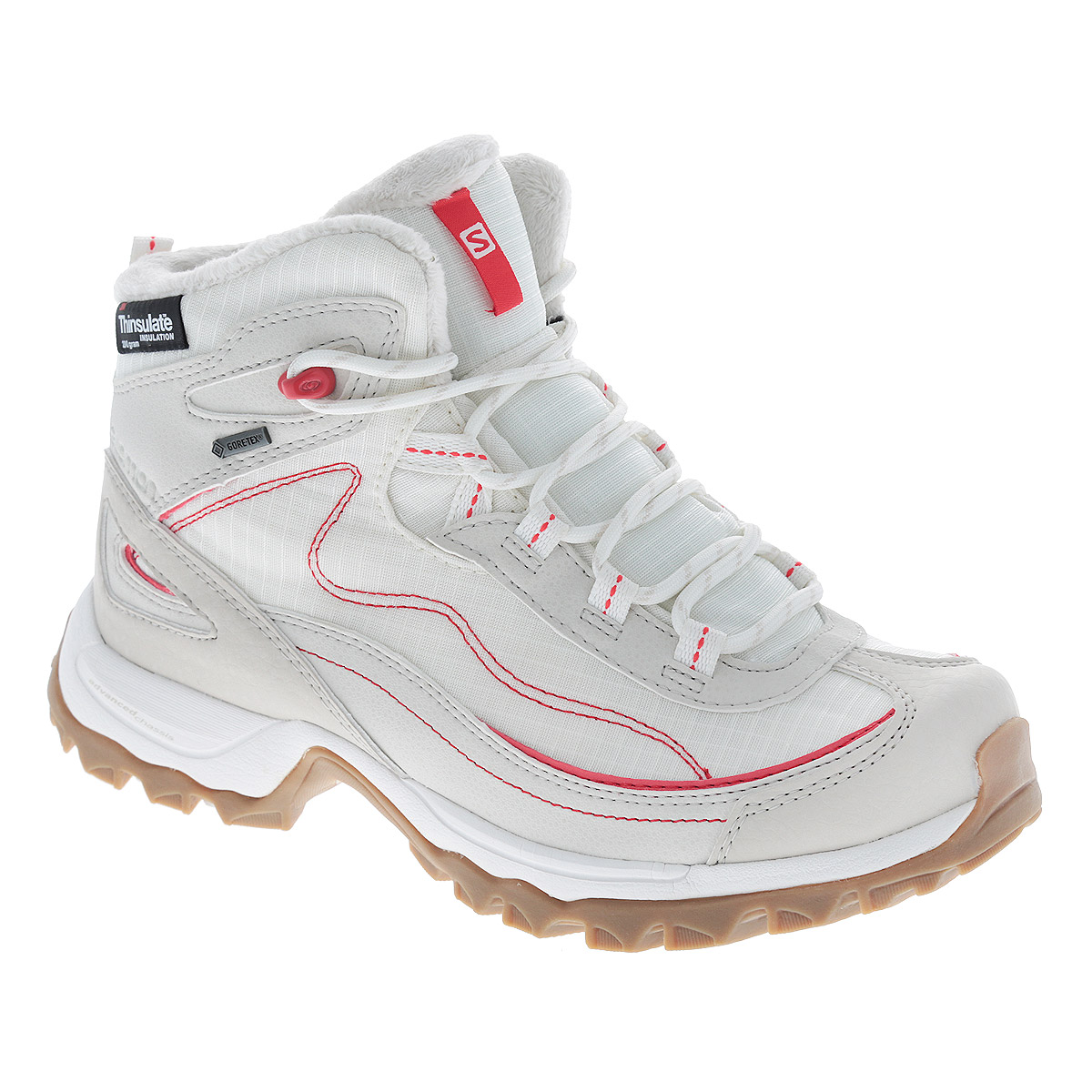 Ботинки женские трекинговые Arkalo TS GTX. L35996700 - SalomonL35996700 Ботинки женские трекинговые Arkalo TS GTX. L35996700 - SalomonL35996700Утепленные трекинговые женские ботинки Arkalo TS GTX от Salomon сочетают в себе непромокаемую защиту мембраны Climashield, утепление для температур до -18 °C и аккуратный дизайн. Все это делает их идеальными для ношения в городе в холодную погоду и для прогулок по горным курортам. Характеристики: Продуманная система шнуровки с крючками в верхней части обеспечивает надежную фиксацию и оптимальный обхват для женской ноги; Особый женский дизайн; Непромокаемая мембрана Climashield; Непромокаемая конструкция со вшитым язычком; Защита от грязи Mud Guard; Вставка из вспененного пластика в пятке; Усиленный мыс для более надежной защиты; Не оставляющая следов подошва Contagrip обеспечивает оптимальное сцепление на разных поверхностях и состоит из идеального сочетания специальных резин; Ярлычок на заднике облегчает надевание обуви; Оформлена модель прострочкой, названием и логотипом бренда. Эти ботинки оптимальный вариант для...