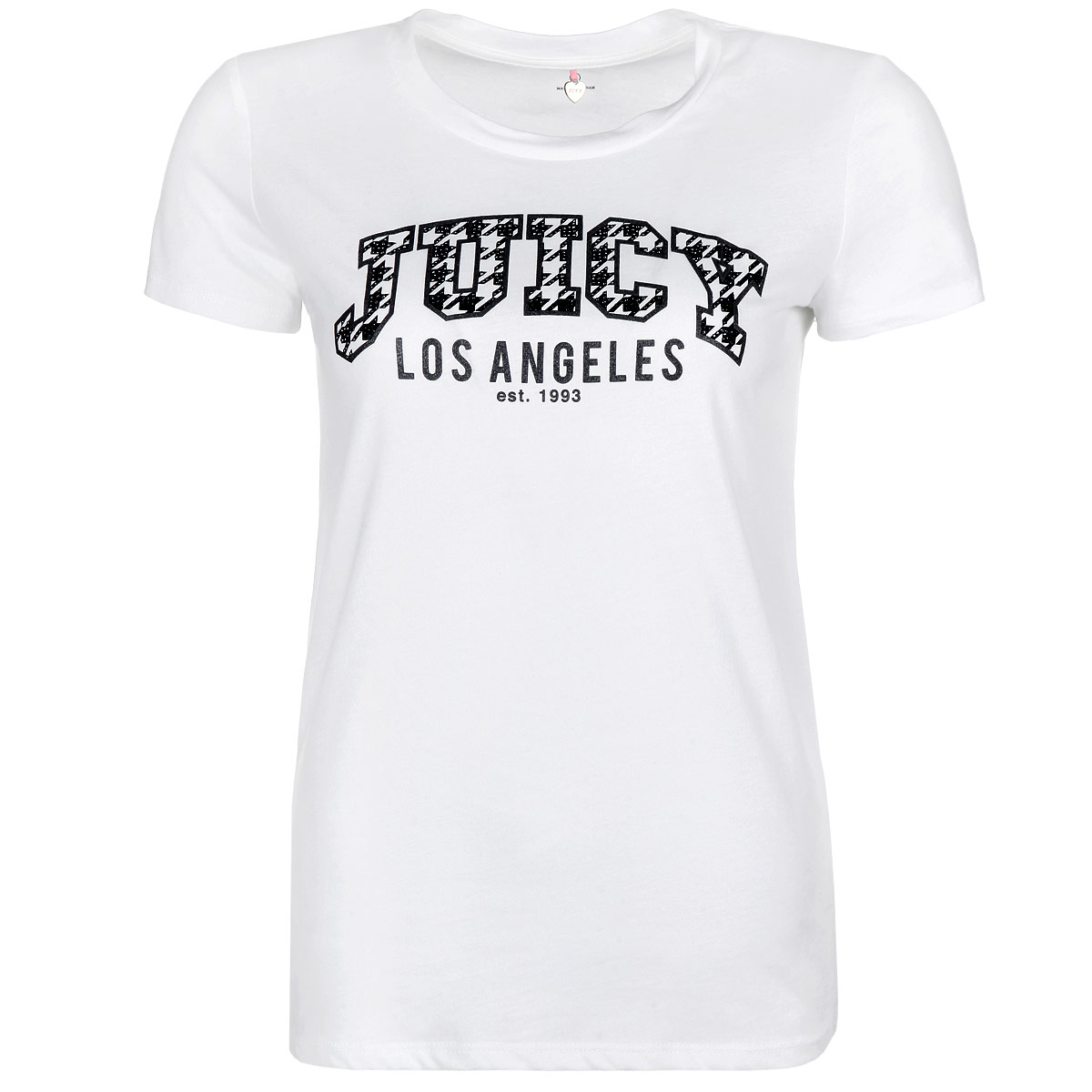 ФутболкаWFKT34220/119 ФутболкаWFKT34220/119Стильная женская футболка Juicy Couture, выполненная из высококачественного хлопка, обладает высокой теплопроводностью, воздухопроницаемостью и гигроскопичностью, позволяет коже дышать. Модель с короткими рукавами и круглым вырезом - идеальный вариант для создания образа в стиле Casual. Футболка оформлена надписью крупной Juicy, украшенной стразами, и надписью Los Angeles, оформленной блестками. Такая модель подарит вам комфорт в течение всего дня и послужит замечательным дополнением к вашему гардеробу.