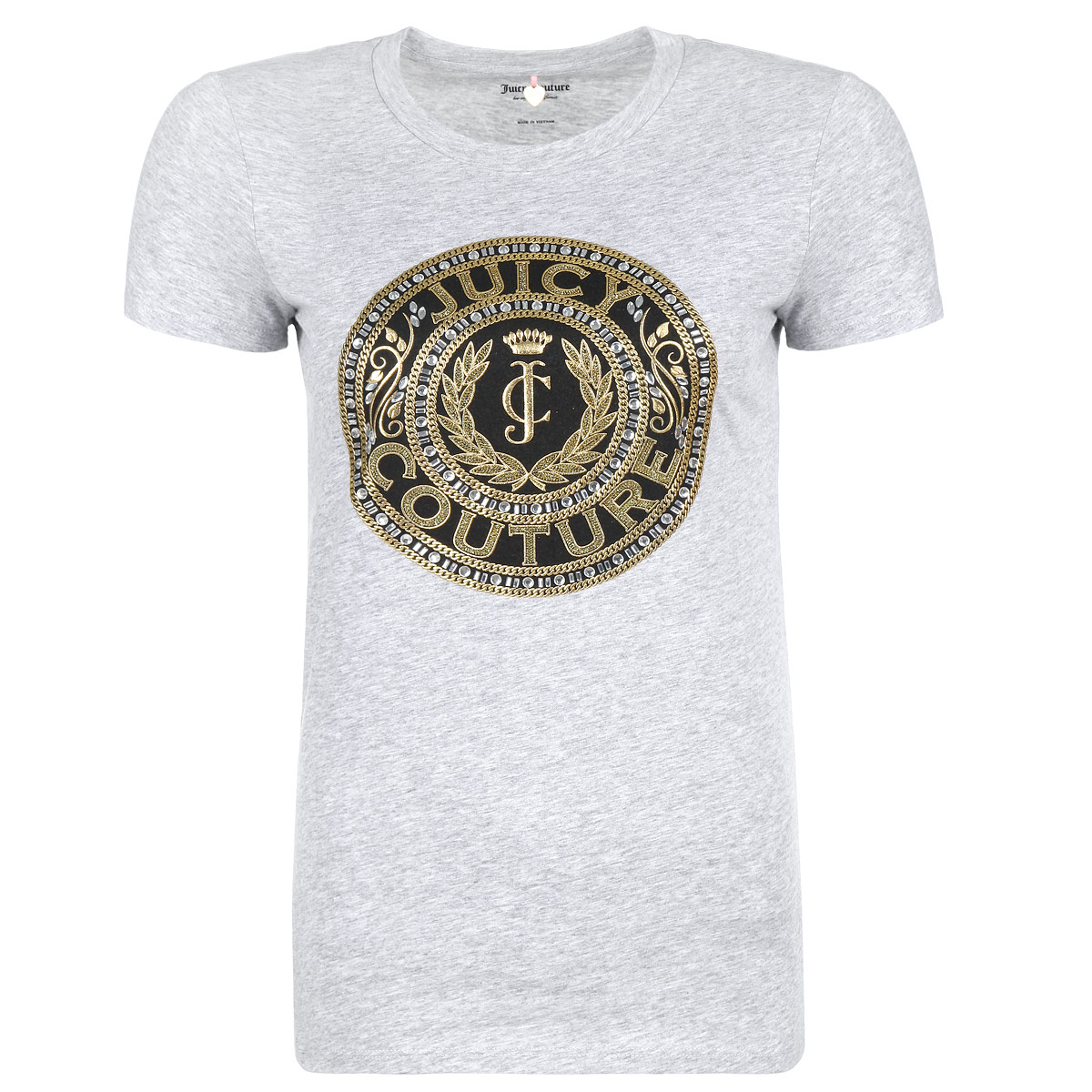 ФутболкаWTKT31342/049 ФутболкаWTKT31342/049Стильная женская футболка Juicy Couture, выполненная из высококачественного хлопка, обладает высокой теплопроводностью, воздухопроницаемостью и гигроскопичностью, позволяет коже дышать. Модель с короткими рукавами и круглым вырезом - идеальный вариант для создания образа в стиле Casual. Футболка оформлена стильным дизайном в виде печати, украшенной золотистой вышивкой и стразами. Такая модель подарит вам комфорт в течение всего дня и послужит замечательным дополнением к вашему гардеробу.