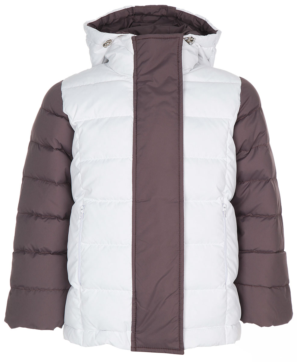Куртка для девочки. 39-11039-110 Куртка для девочки. 39-11039-110Теплая куртка для девочки Ёмаё идеально подойдет для вашей маленькой модницы в холодное время года. Модель изготовлена из 100% полиэстера на комбинированной подкладке из вискозы и полиэстера. В качестве наполнителя используются гусиный пух и перо. Пух - самый эффективный природный утеплитель, хорошо дышащий и исключительно комфортный материал. Стеганая куртка с капюшоном застегивается на пластиковую застежку-молнию и дополнительно имеет внешнюю ветрозащитную планку на кнопках. Капюшон, присборенный по краю на скрытую резинку со стопперами, не отстегивается. Низ рукавов дополнен скрытыми трикотажными манжетами, которые мягко обхватывают запястья. Спереди предусмотрены два прорезных кармана на молниях. Понизу проходит скрытая резинка со стопперами. Теплая, комфортная и практичная куртка идеально подойдет для прогулок и игр на свежем воздухе!